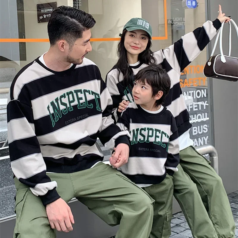 Matching Clothes Family Sweatshirt Cargo Pants Two Piece Outfits Fashion Mom Dad and Baby Girl Boy Same Clothing Korean Kids Set