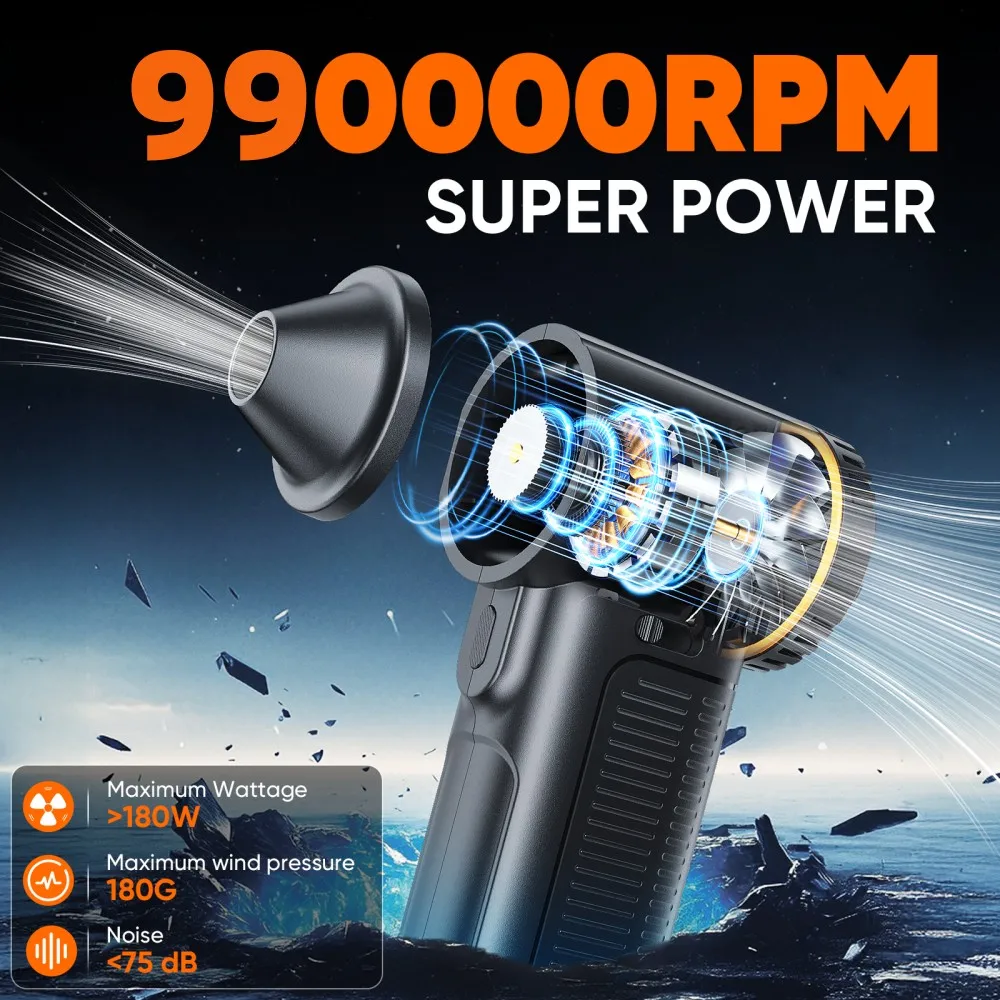 990000 RPM turbofan, brushless motor, powerful.
