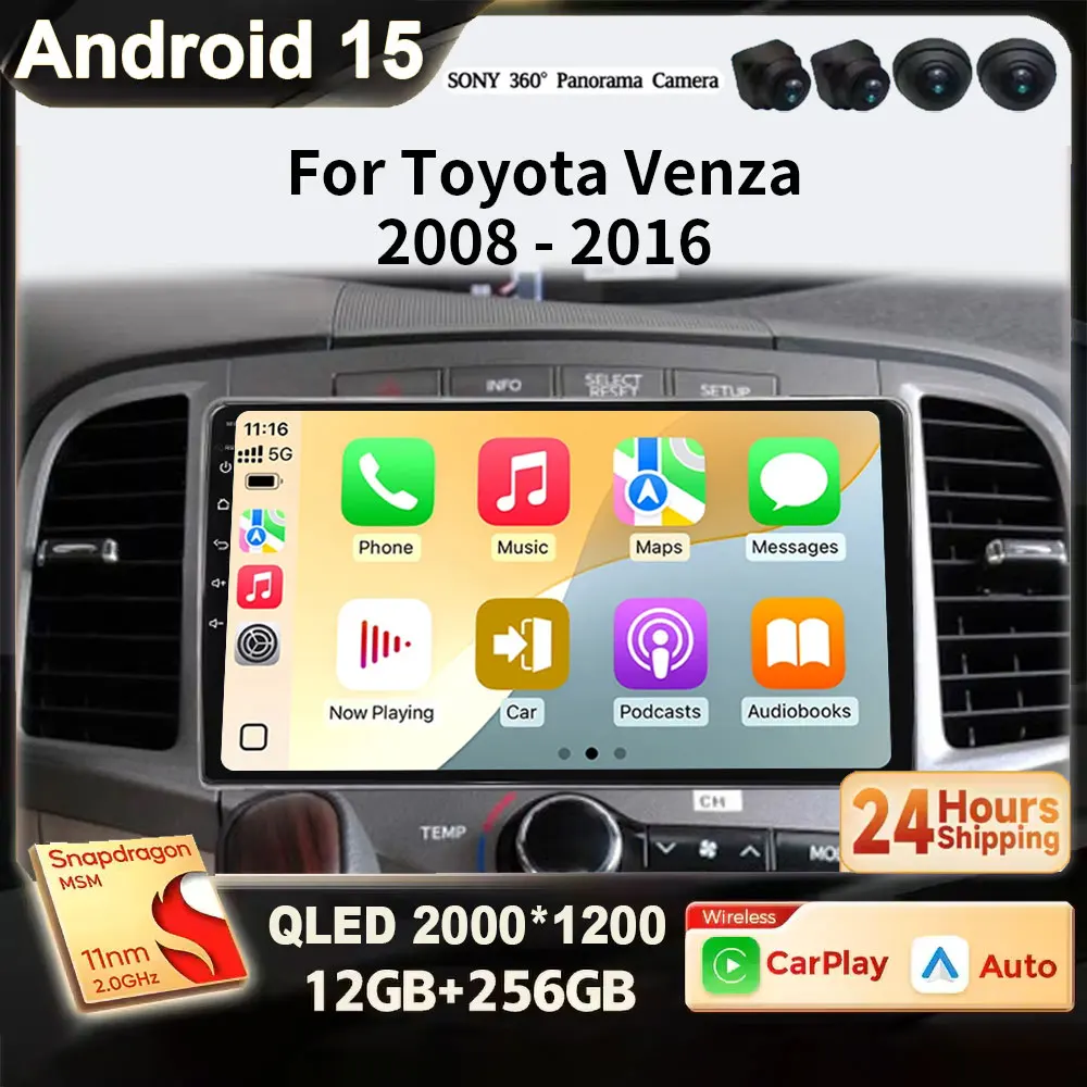 

Для Toyota Venza 2008-2016: автомагнитола Android 15 2K QLED с CarPlay, камерой 360, интеллектуальными системами, RDS, BT, DSP, 2 DIN
