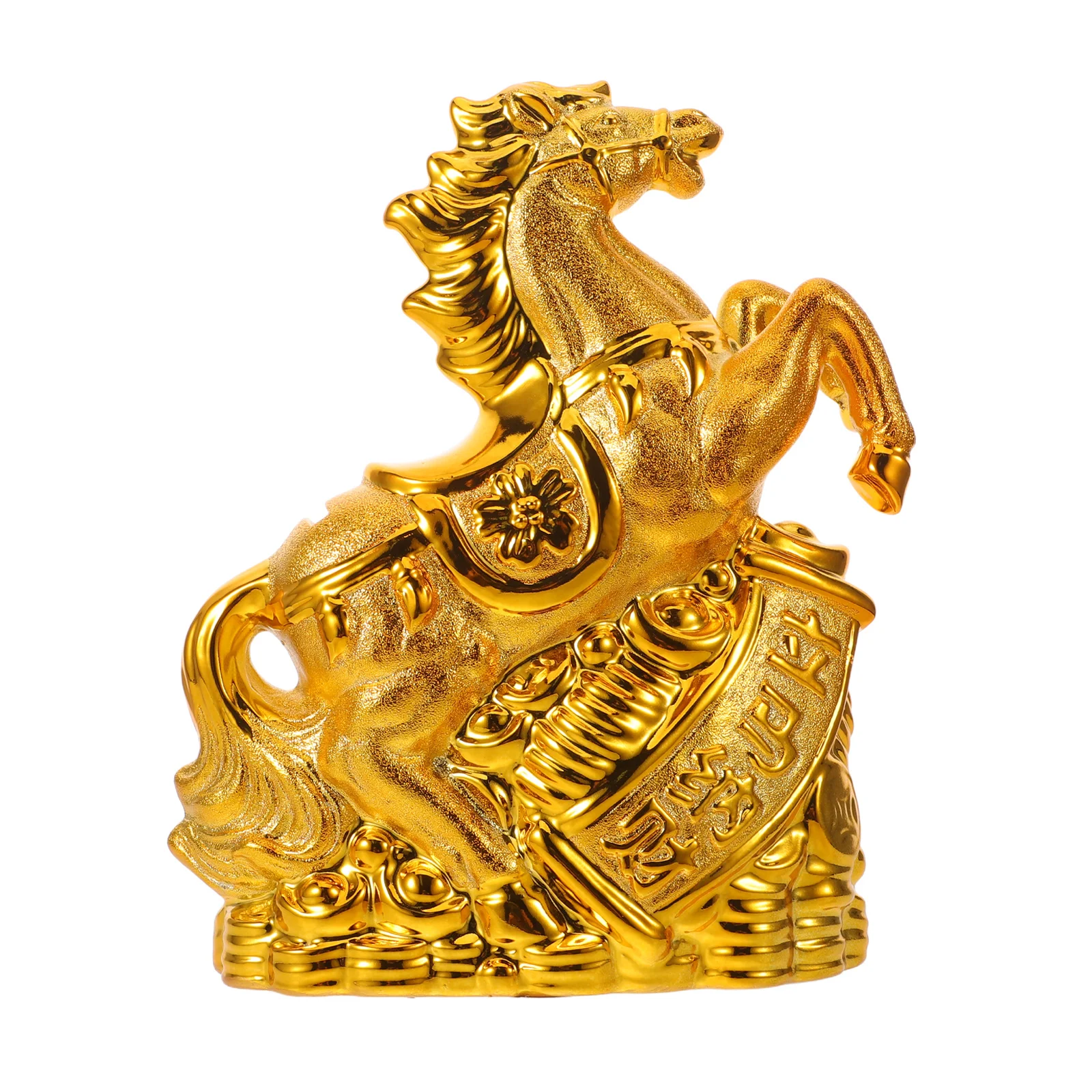 

Ceramic Horse Money Saving Pot Golden Decorative Coin Holder New Year Home Office Entryway Ornament Money Box Horse Statue Decor