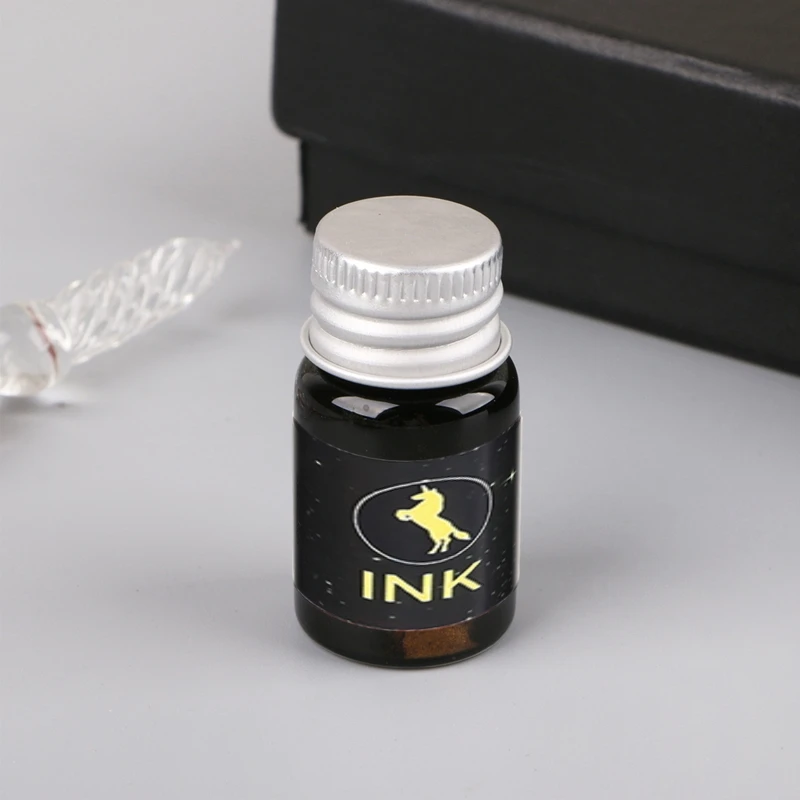 Набор стеклянных ручек с кристаллом, звездным небом, ручка для каллиграфии, блестящая пудра, перьевые ручки, цветные чернила,