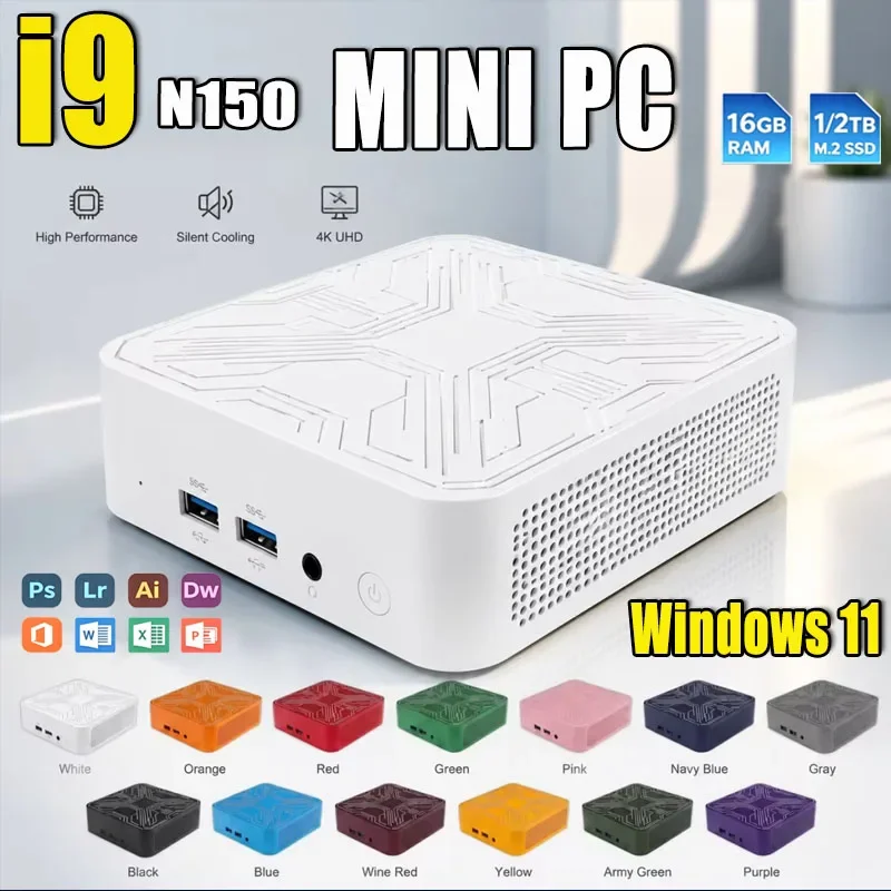 2026 Mini PC Intel Core I9 N150 Windows 11 Small Pocket Cmputer 16GB RAM 1/2TB SSD WIFI6 BT5.2 4K Desktop PC Gaming Computer