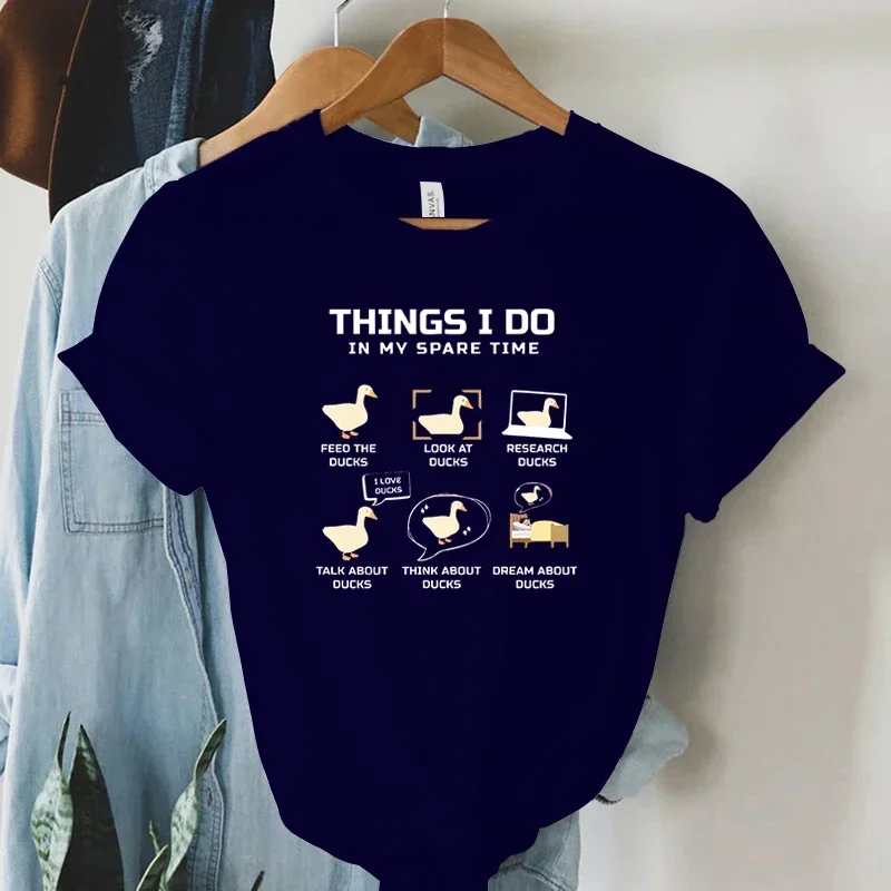 Funny Animal Duck T Shirt for Women Things I Do In My Spare Time Graphic Tees Shirt Harajuku Women T-shirt Female Tshirt Clothes