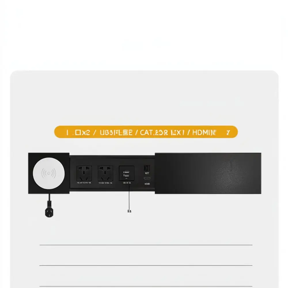 Recessed Desktop Socket Sliding Cover Pop Up Power Strip Office Furniture Charging Hub Wireless Station Wiring Solution