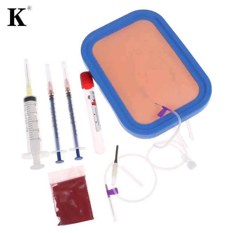 Intravenous Venipuncture IV Injection Training with Blood Returning Package Pad Silicone Wound Skin Suture Training Model Nurses