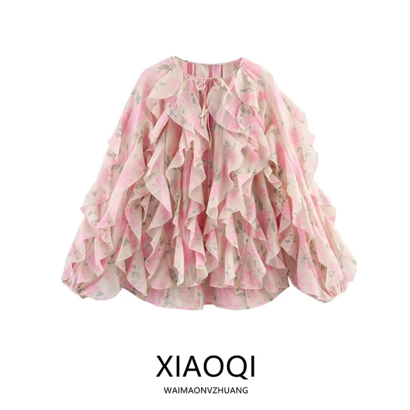 

Summer 2025 Women's Long Sve Blouse Design Sensation Versatile Lace Trim irt European Sle Loose Fit Thin Material