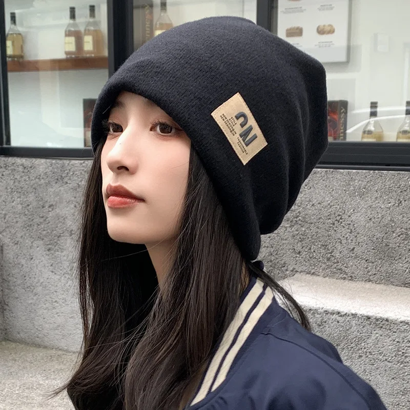Women Knitted Baggy Slouchy Beanie Skullies New Letter Label