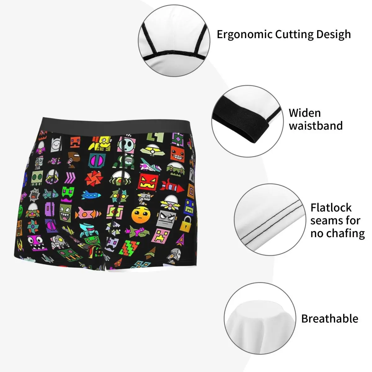 Boxer Underpants Shorts Geometry Dash Panties Male Comfortable Underwear for Homme Man Boyfriend Gift