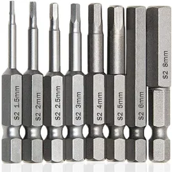 Hex Chave de fenda Bits Set, Hex Shank, Drivers parafuso magnético, cabeça hexagonal, Allen Wrench, brocas, 50mm, 1, 4 