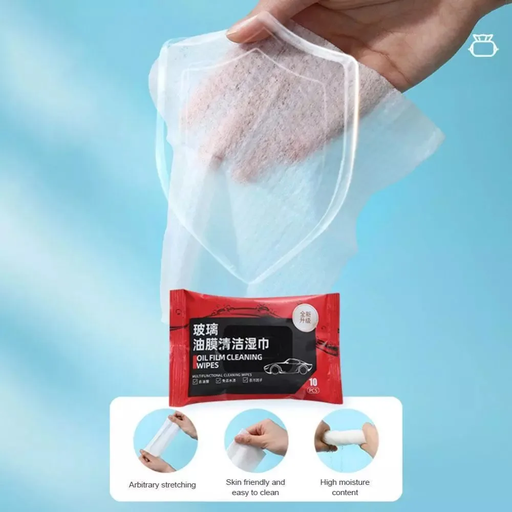 5 Bags Portable Car Glass Oil Film Removal Wipes Dusting Wipes Anti-rain Car Windshield Glass Cleaner Oil Stain Cleaner Anti-fog