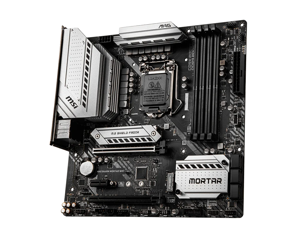 Placa-mãe para jogos MSI MAG B460M Mortar WiFi (mATX, Intel Core