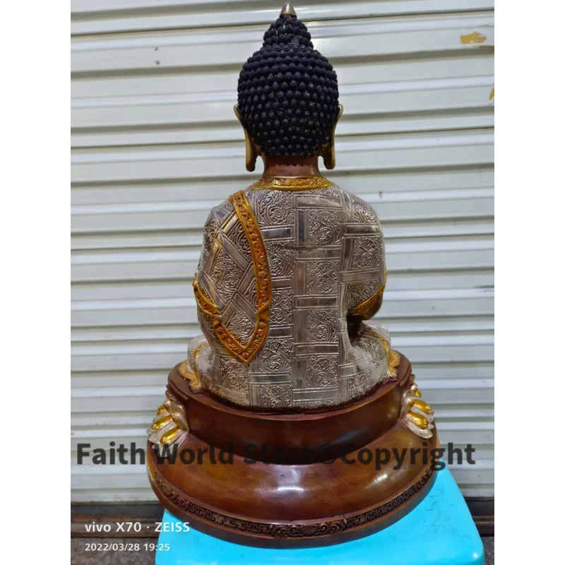 Wholesale Buddha statue # 45CM large gilding COPPER Shakyamuni Tathagata RU LAI Tibet temple family Altar efficacious Protection