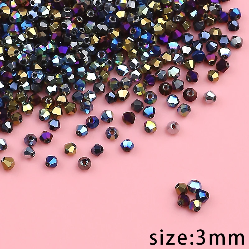 3mm 200pcs Bicone Austrian crystals loose beads ball supply surface color plating bracelet necklace Jewelry Making DIY Findings