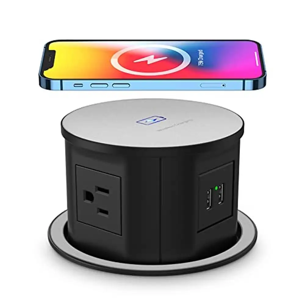 Wireless Charger Pop Up Outlet with USB Ports 4 Outlets Automatic Table Power Grommet