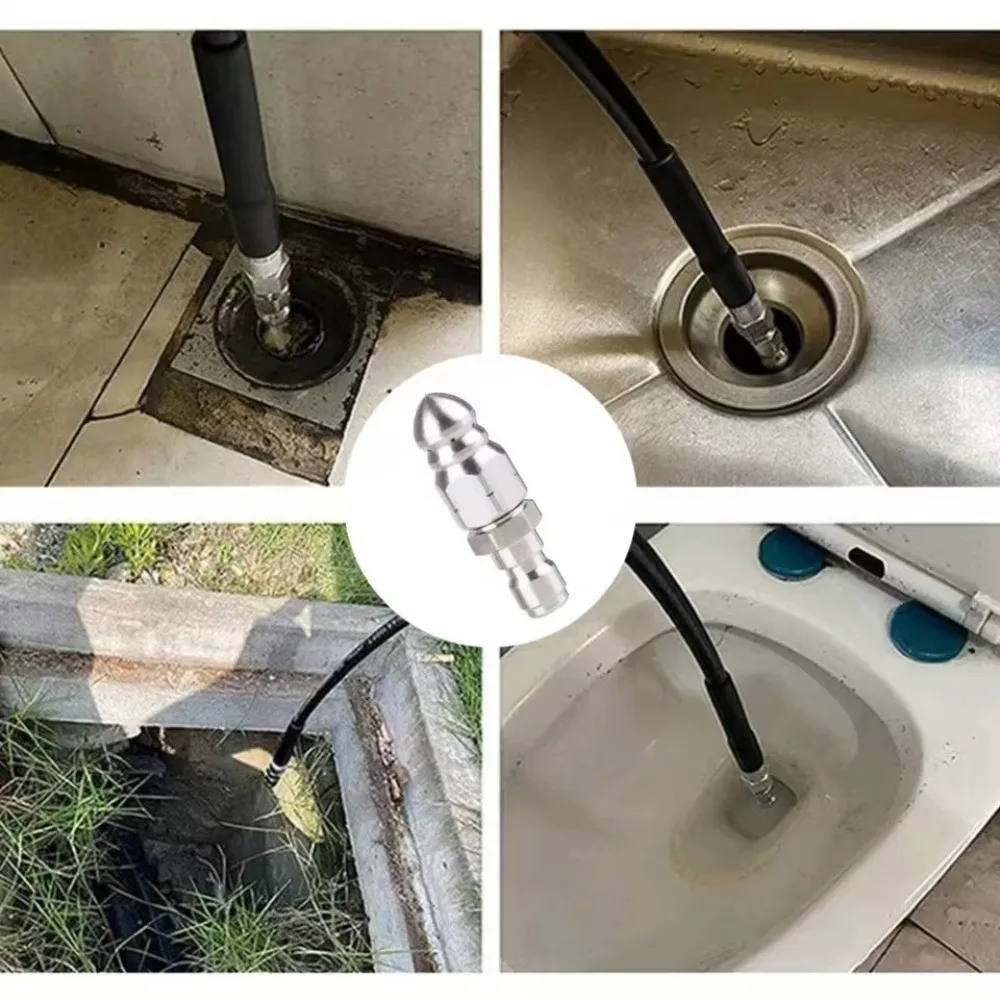 หัวฉีดล้างท่อแรงดันสูง G1/4  อุปกรณ์เสริมสำหรับเครื่องฉีดน้ำแรงดันสูง หัวฉีดแบบหัวหนูสำหรับทำความสะอาดท่อระบายน้ำ