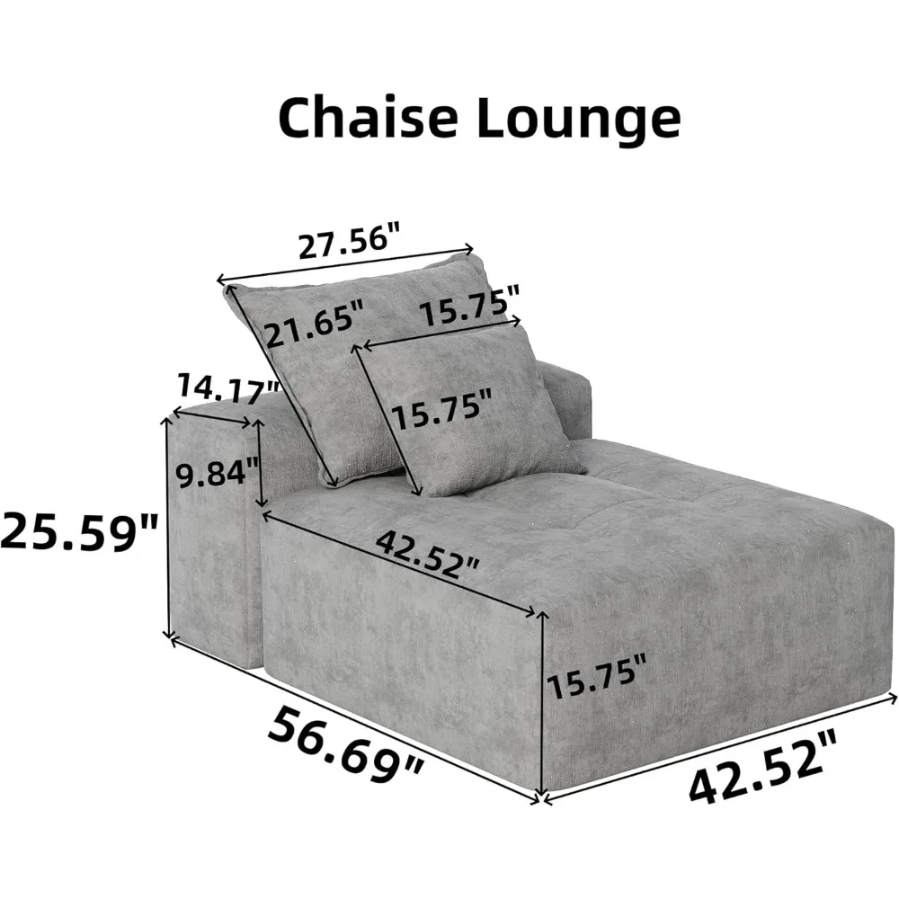 Canapé sectionnel modulaire surdimensionné moderne avec 1 accoudoir, canapé à coussin doux en Chenille scintillante avec 2 oreillers, combinaison Tuf DIY