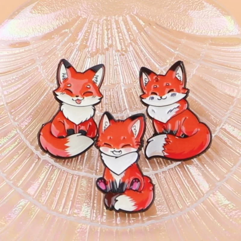 Broches metálicos esmalte zorro estilo cartoon para decoración ropa - imagen 4
