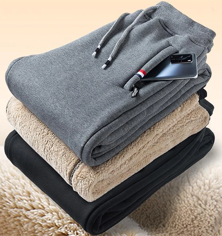 

Thiened Lamb Velvet Men's Casual Sports Pants Winter Outdoor Workwear Warm Youth Faion Loose Fit Long Trousers