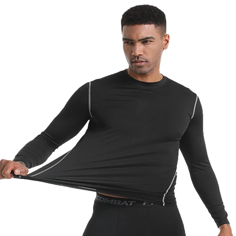Tight fitting quick drying long sleeved men's high elasticity sweat absorbing breathable outdoor sports cycling base shirt