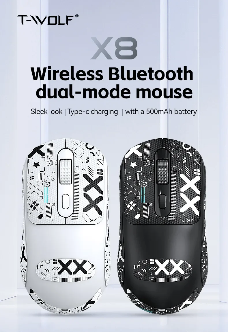 

Warvank X8 Wireless Gaming Mouse 500mAh TYPE-C Rechargeable Office Mouse Suitable for Laptop Desktop Computers