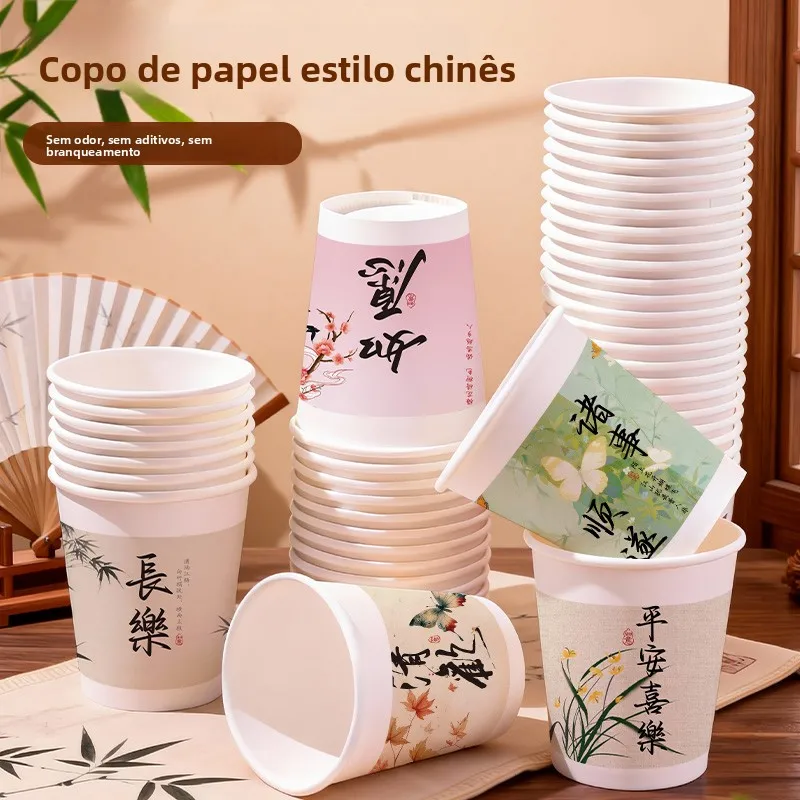 厚紙使い捨て紙コップ-ウィッシュ柄-ビジネスオフィスコーヒーカップ-家庭用-業務用-ホットドリンクカップ-中国メーカー