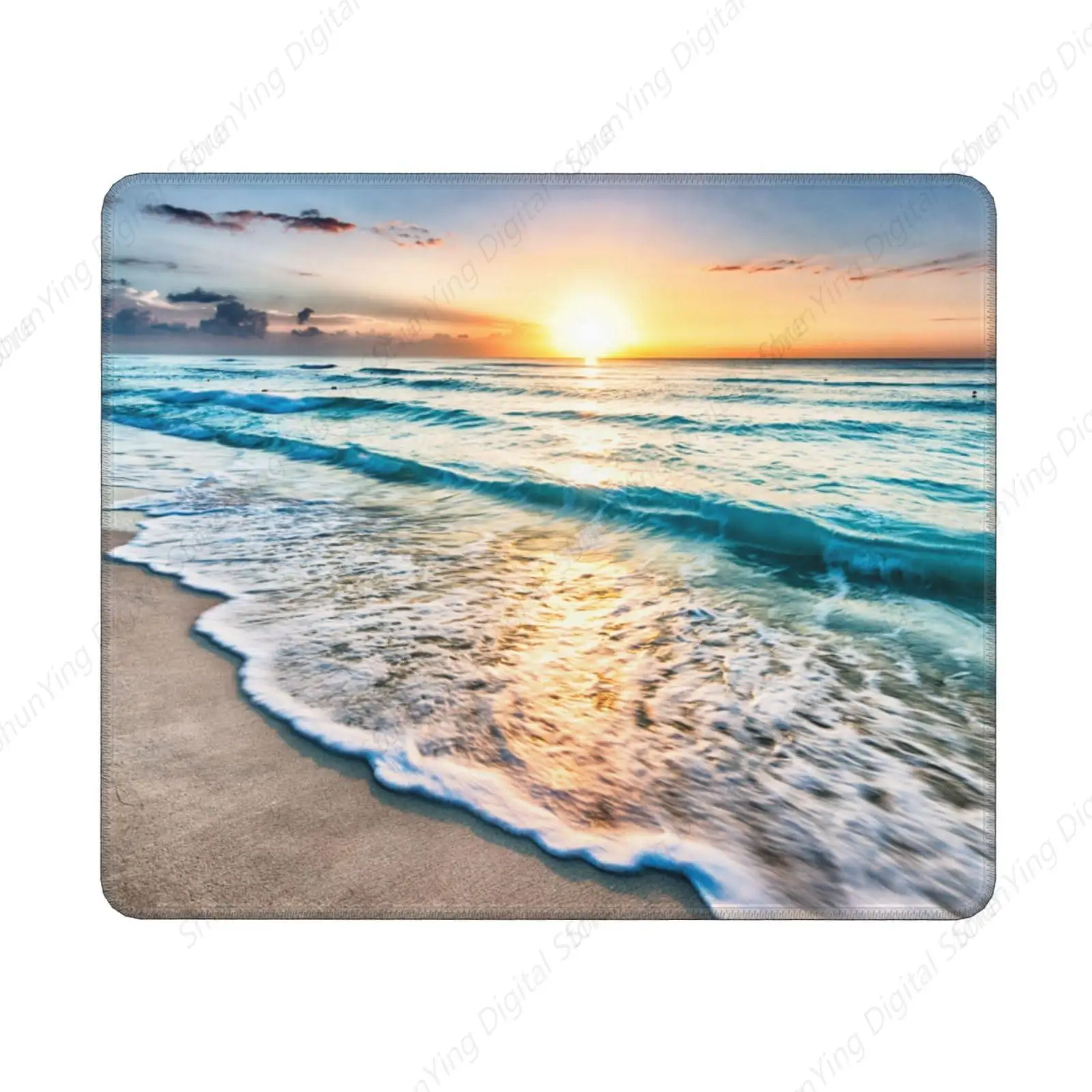 Beach Sun Mouse Pad Gaming Mouse Pad Square Table Pad Stitching Edges Suitable for Home Office 8.6 X 7 Inch