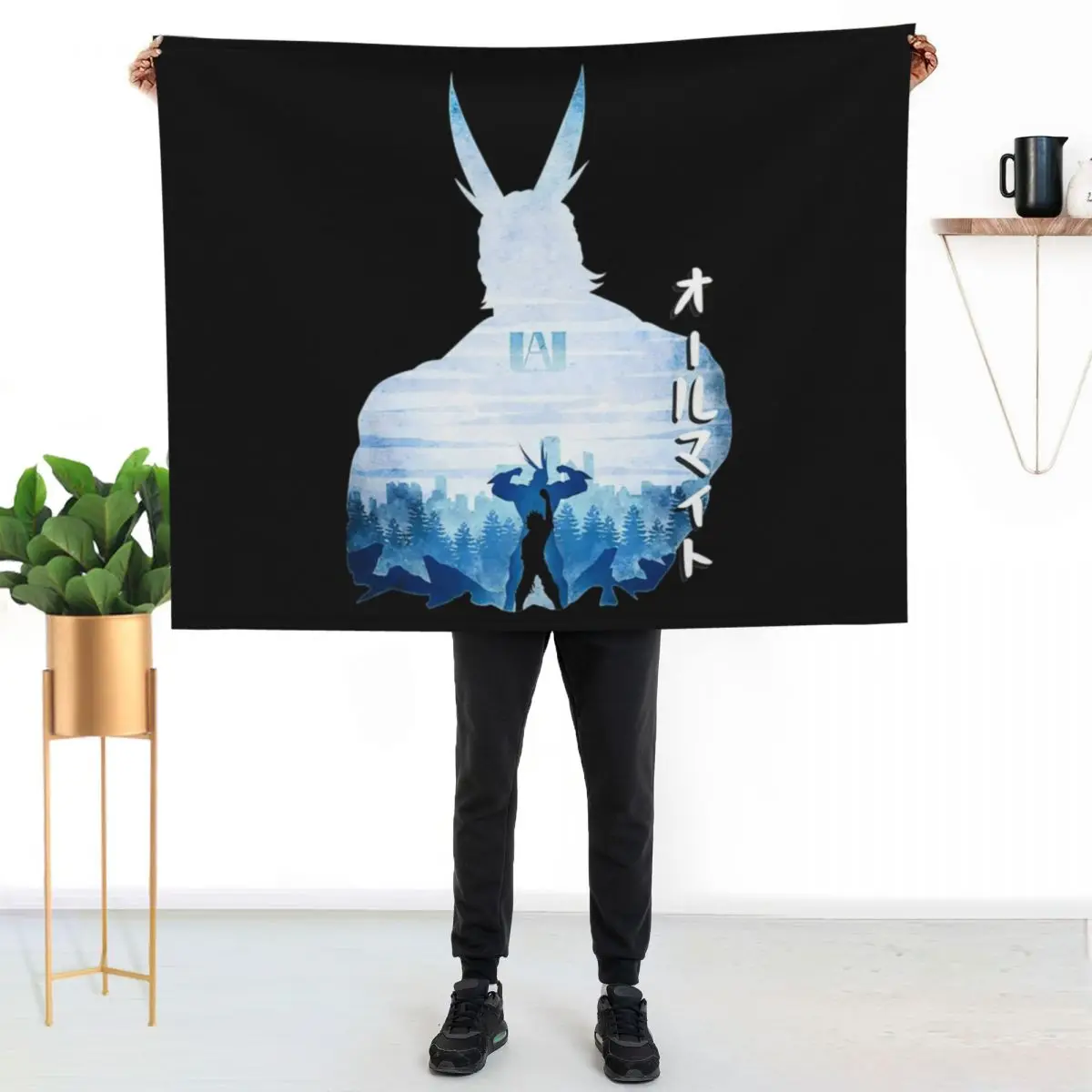 

Minimalist SIlhouette All Might Throw Blanket Warm Throw Blanket Gift for Anniversary