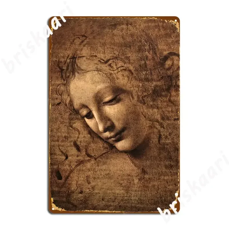 Leonardo Da Vinci La Scapigliata Poster Metal Plaque Pub Garage Plaques Club Decoration Tin Sign Poster