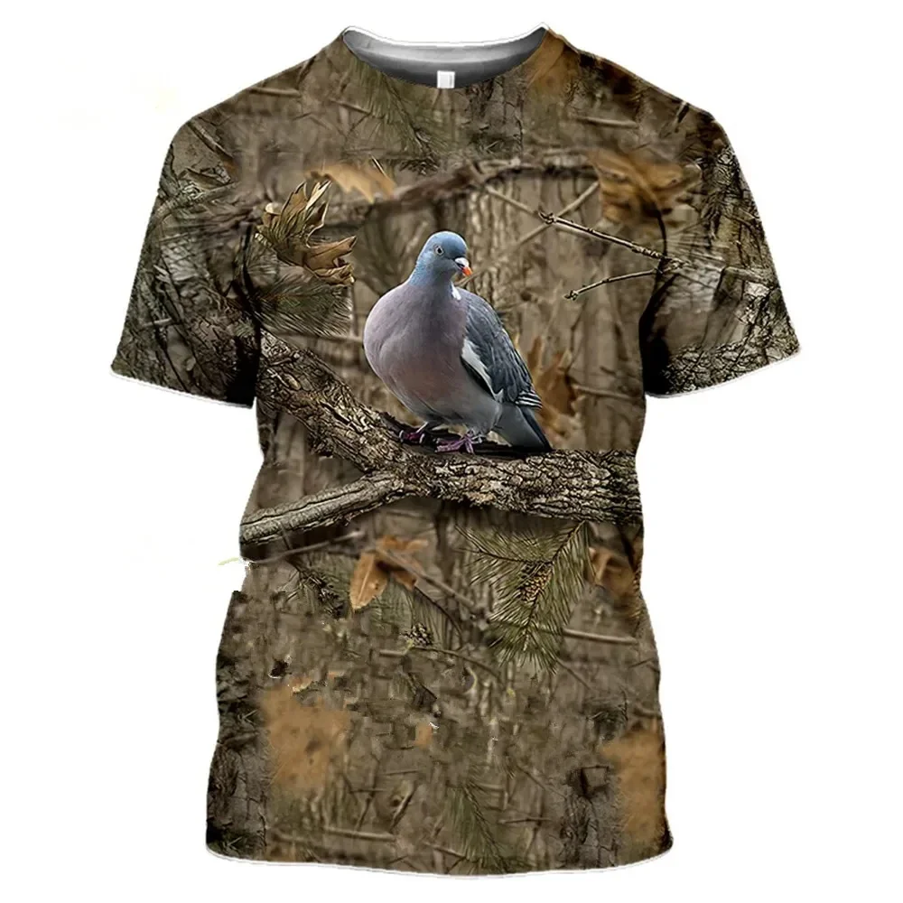 Summer Casual Men'S T-Shirt Fashion Outdoor Quick-Drying Camo Hunting Wild Animal Wild Boar 3D Round Neck Short Sleeve T Shirt