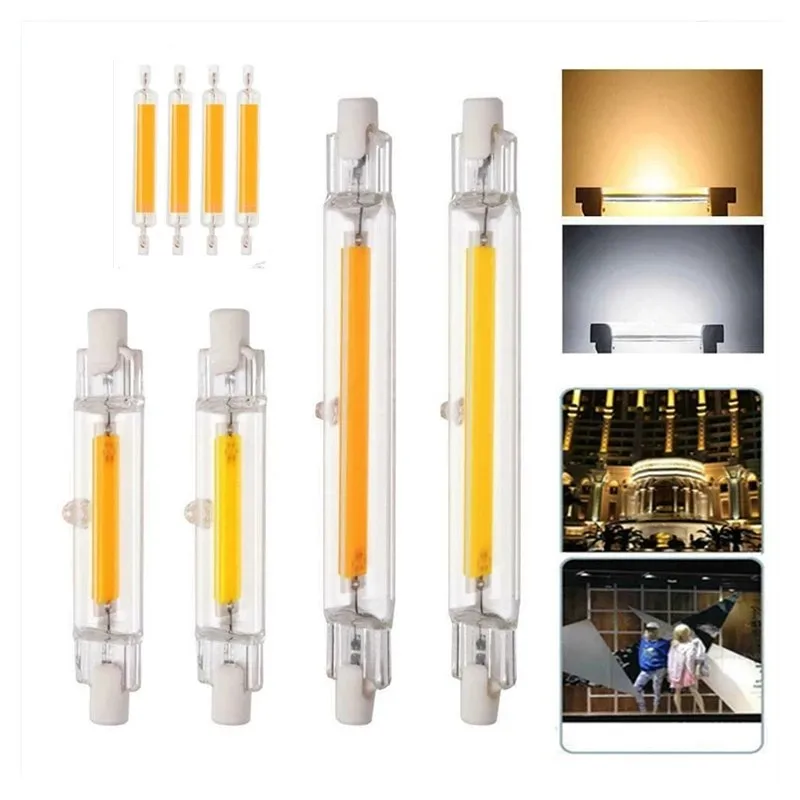 Dimmable R7s LED J78 J118 15W 20W 30W 40W COB Bulbs Ceramic Glass Tube Light Ampoule Replacement 70-200W Halogen Bombillas Light