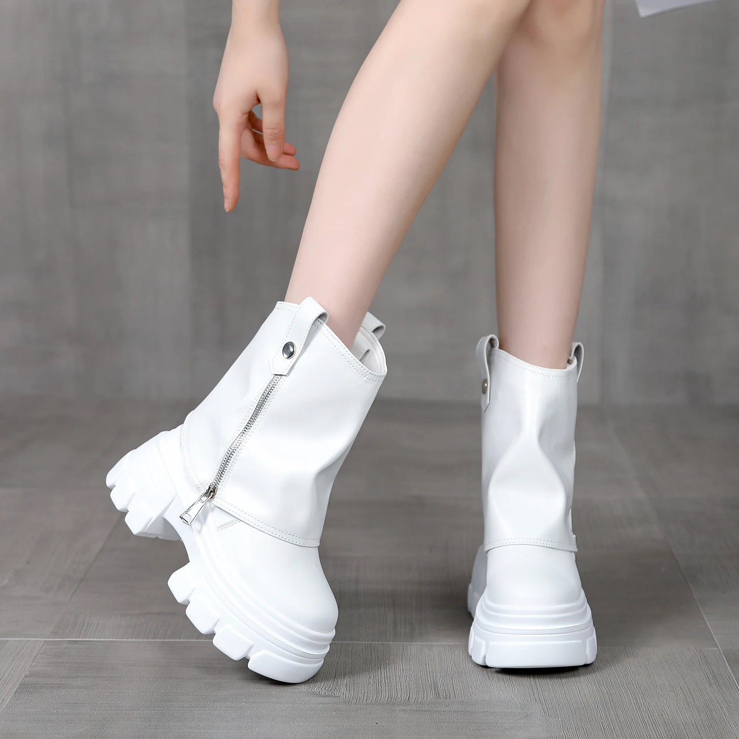 

High Heel ort Boots Women's Casual Thi Boted Ankle Boots Increased cm Padded Cotton Boots Slimming Effect