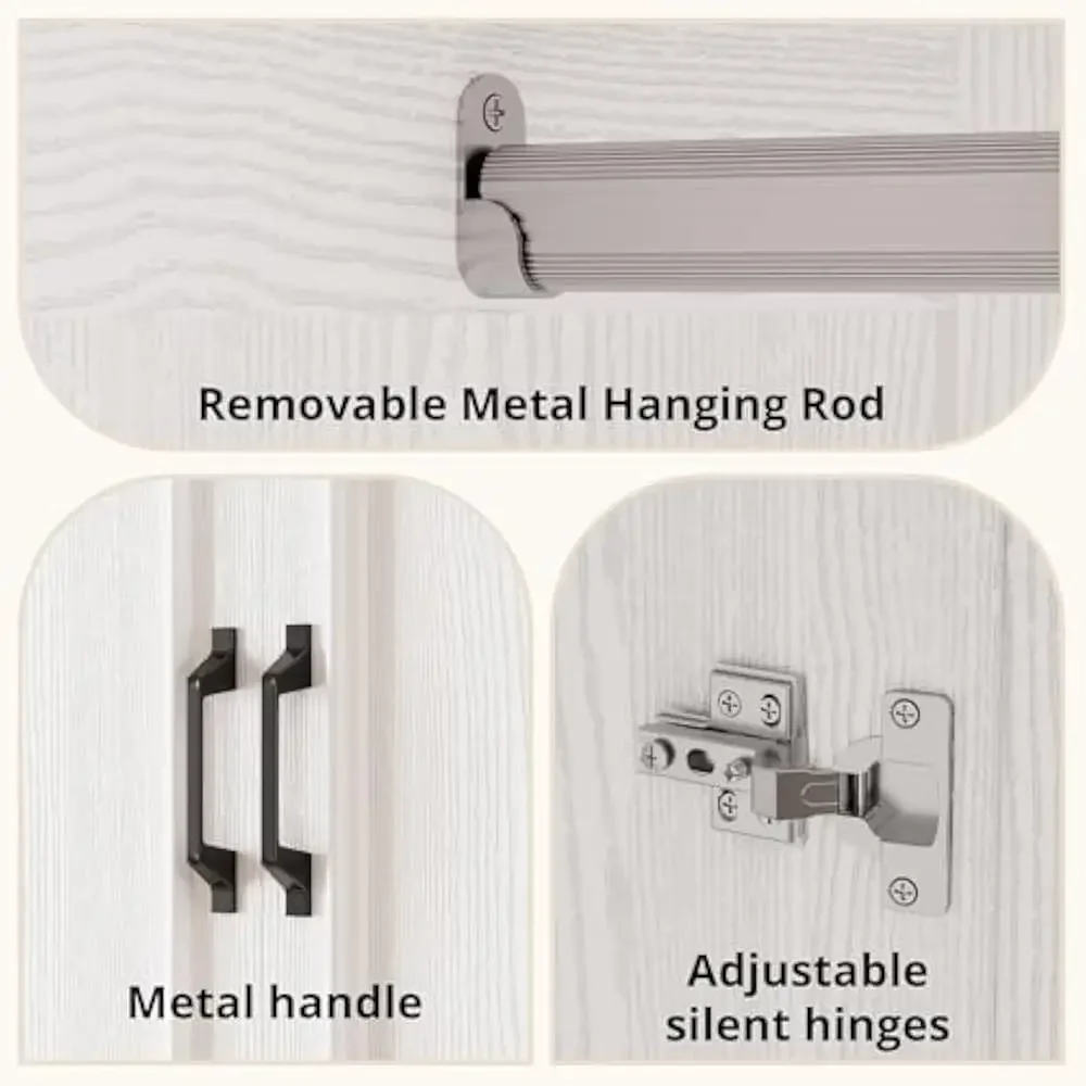 ตู้เสื้อผ้าแบบตั้งพื้นขนาด 70 นิ้ว พร้อมบานประตู 2 บาน และลิ้นชัก 2 ชั้น ทำจากไม้ สำหรับห้องนอน ใช้แขวนเสื้อผ้าได้