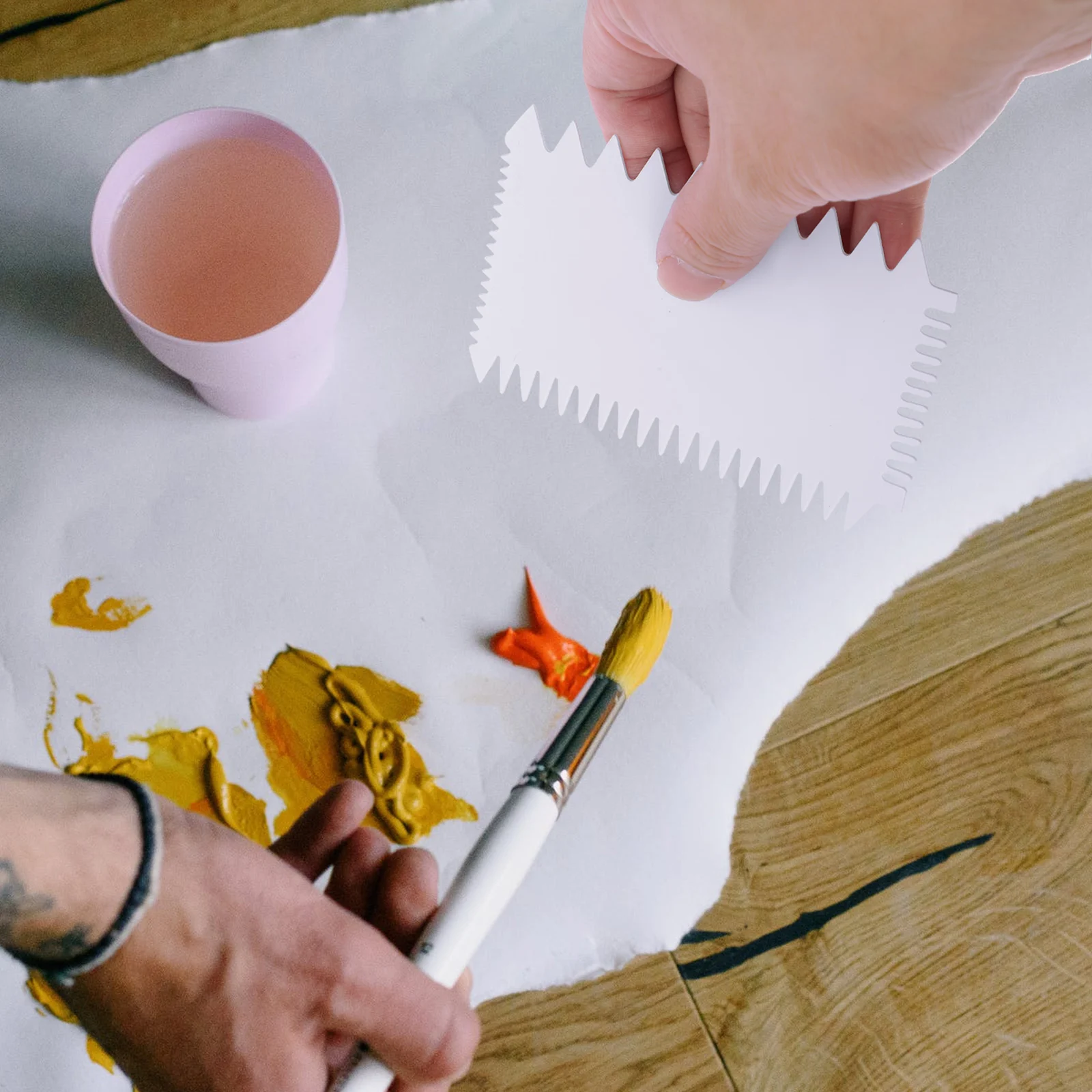 

7 Pcs Painting Scrapers Acrylic Tool Lightweight Durable Different Sawtooth Designs Perfect for Plastic Child Scrapers DIY