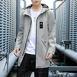 Новинка Весна 2024, мужской Тренч, модный длинный тренчкот в английском стиле, мужская повседневная верхняя одежда, куртки, мужская одежда большого размера