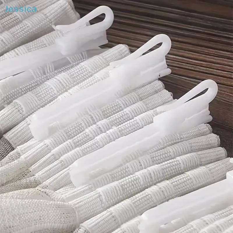 ♥50pcs White Plastic Curtain Hooks, Adjustable Curtain Clip Hooks, Suitable For Curtains, Door Curtains, And Shower Curtains