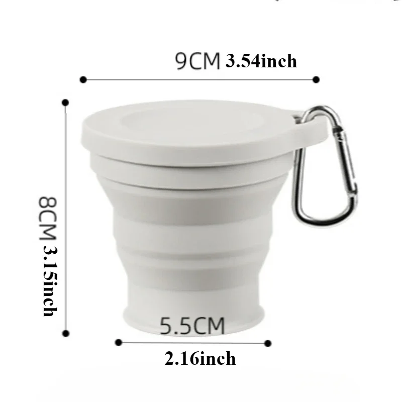 1pc Portable Outdoors Silicone Folding Cup with Hanging Hole Travel carrying cups for business trips Camping Accessories