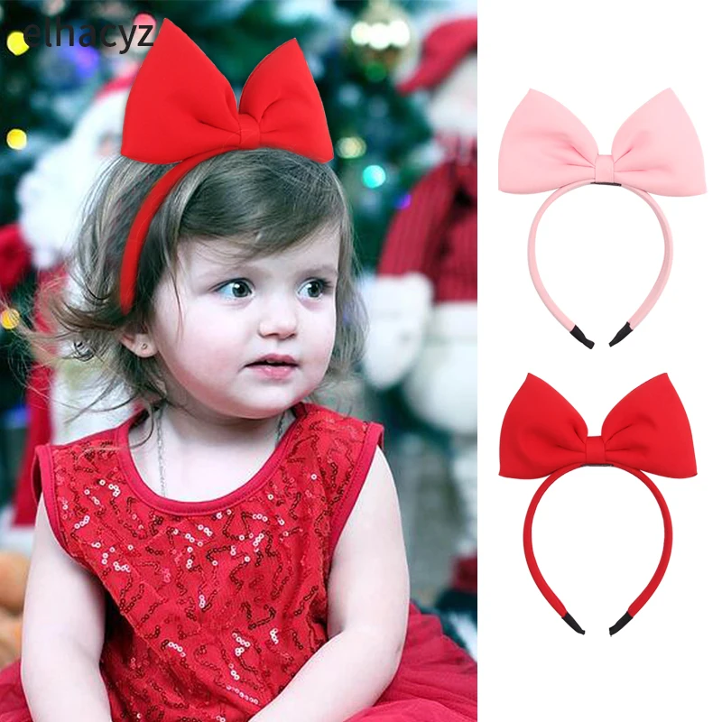 New Girls Big Size Red Hair Bow Hairband Handmade Fabric Bow Headband Birthday Party Hair Accessories Women Cosplay Head Hoop