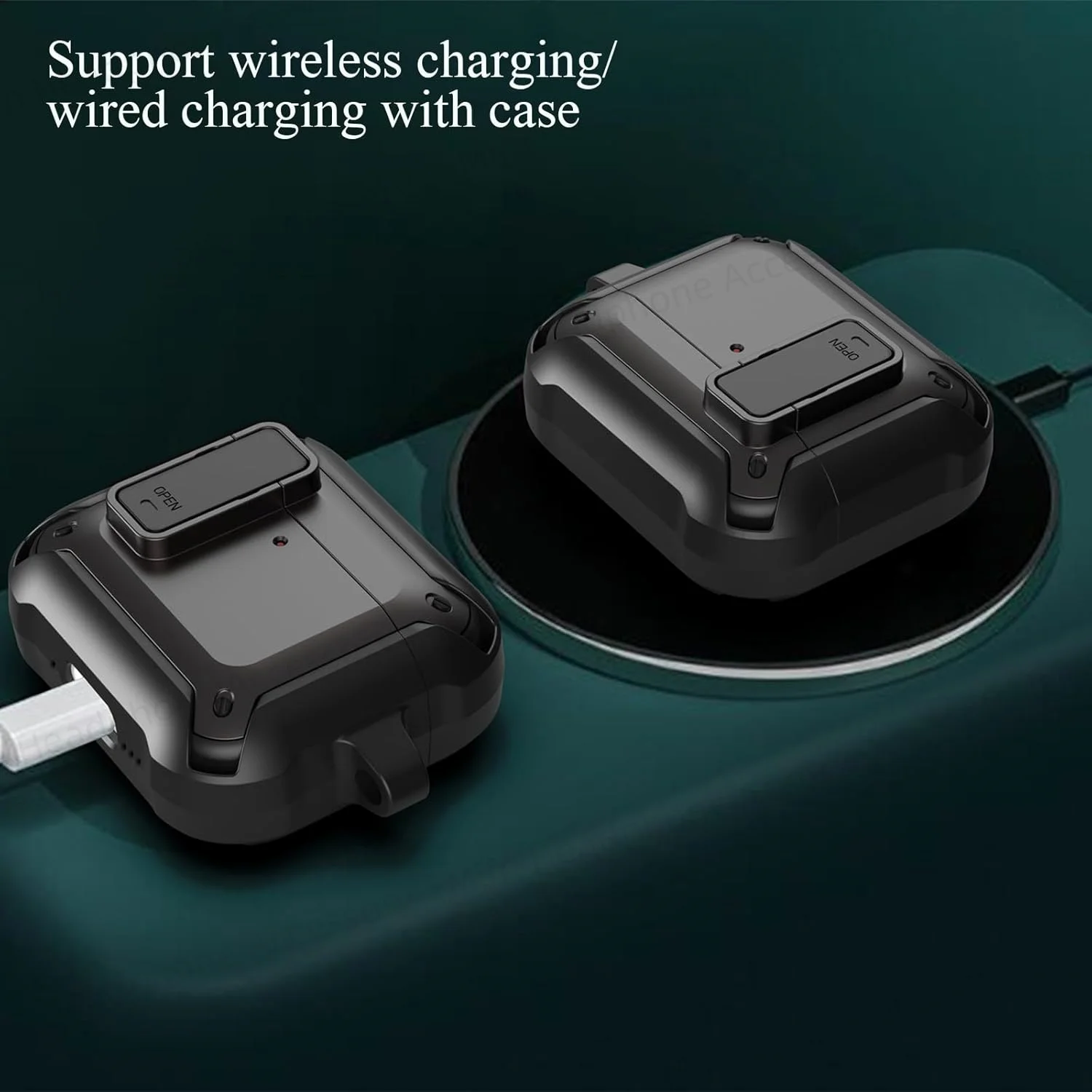 حافظة واقية لـ AirPods 4 ، تأتي مع إلغاء الضوضاء النشط ، سلسلة المفاتيح ، الدروع العسكرية ، CZ ، قفل CZ ، سماعات الأذن