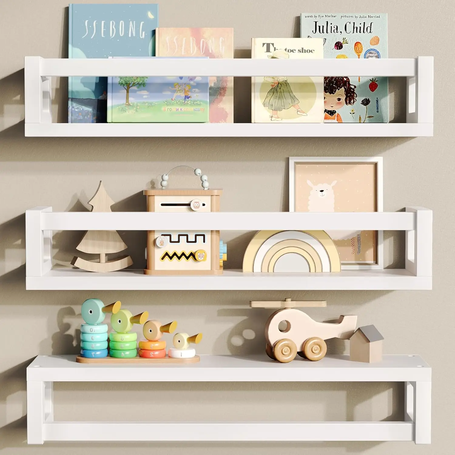 

Upgraded Thick Floating Shelves, Solid Wood Bookshelf for Wall, Floating Book Shelves Use as Wall Shelves for Bedroom,