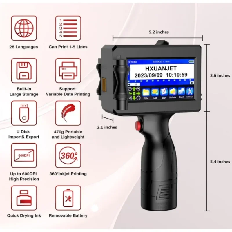 Portable Code-Spraying Machine Handheld Small Coding Machine Hit Production Date Batch Number Automatic Inkjet Marking Machine