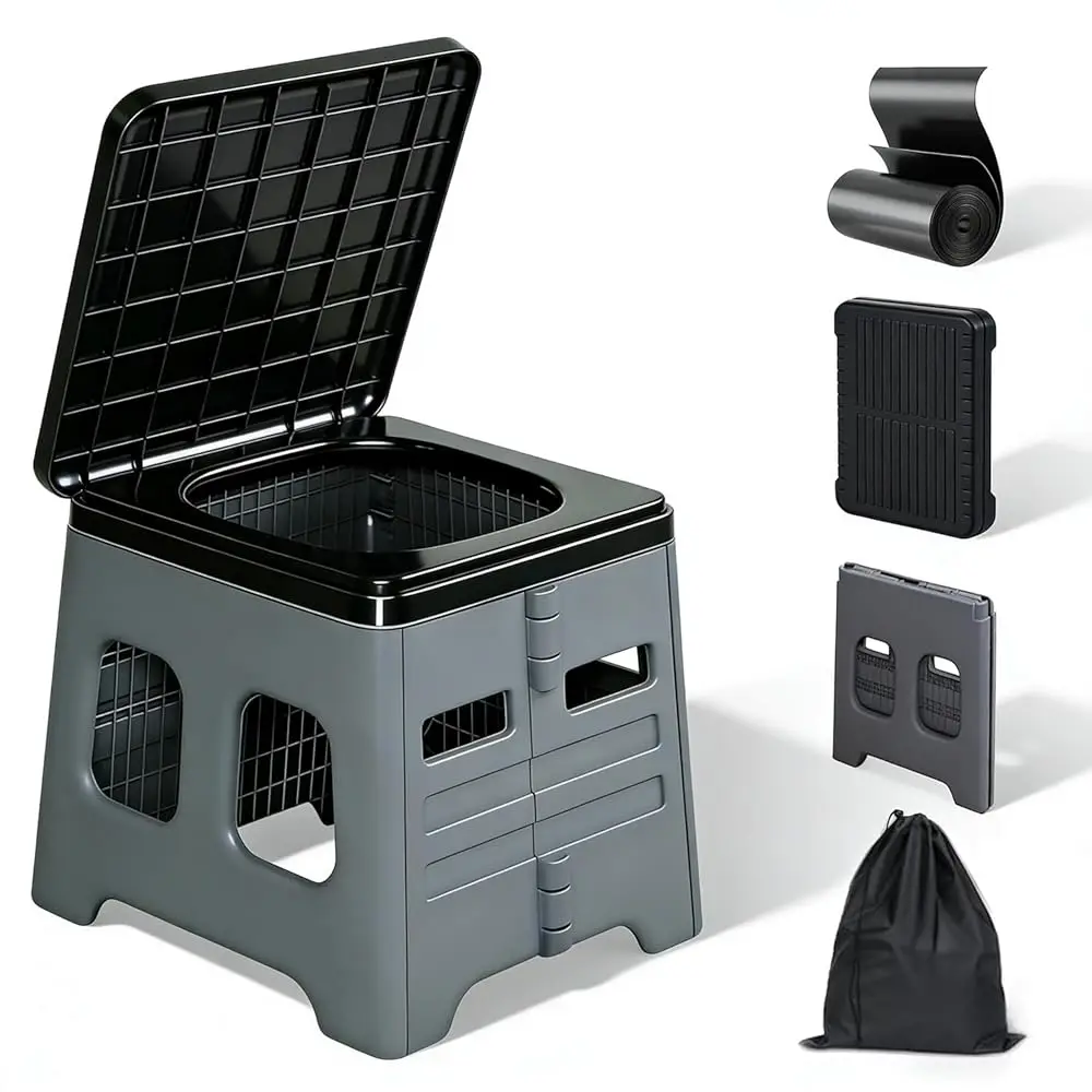 

Camping Toilet for Adults - Portable Folding Toilet with Lid,Travel Portable Potty for Adults,Porta Potty Car portable potty
