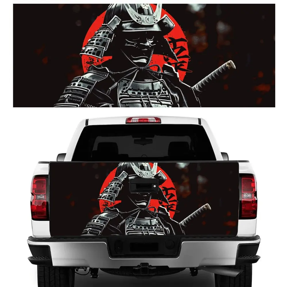 Japan Samurai Red Sun Sword Car Tail Trunk Protect Vinly Decal Auto Accessories DIY Hood Decoration Sticker for Off-road Pickup