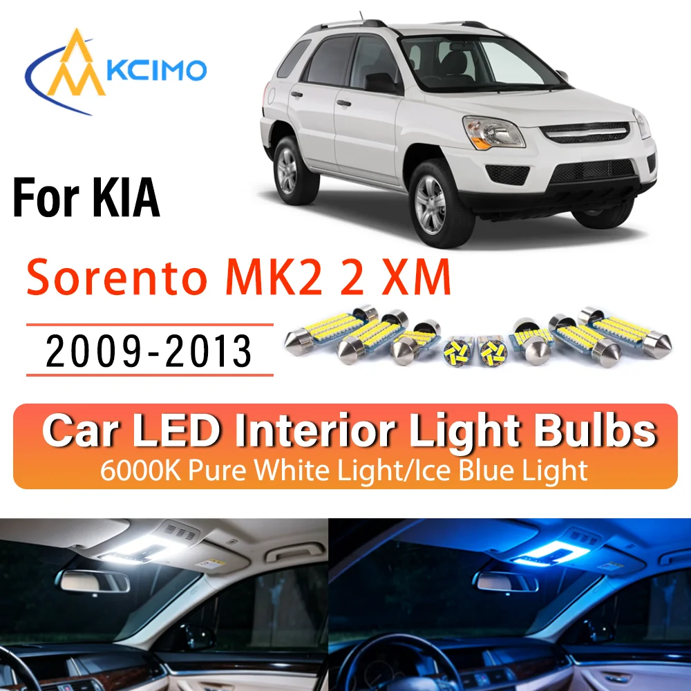 Kit de remplacement de lampes intérieures LED à éclat persistant pour KIA Sorento MK2 2 XM 2009-2013 : éclairage de dôme, de tableau de bord et de coffre, amélioration des lampes de cabine