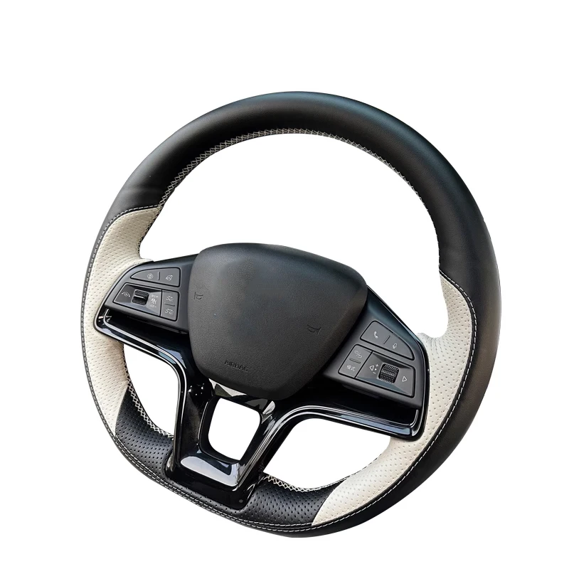 

For BYD Song Plus Qin Plus 21-24 Frigate 07 23-24 Hand Sewn Needle Thread Car Steering Wheel Cover Accessories Genuine Leather