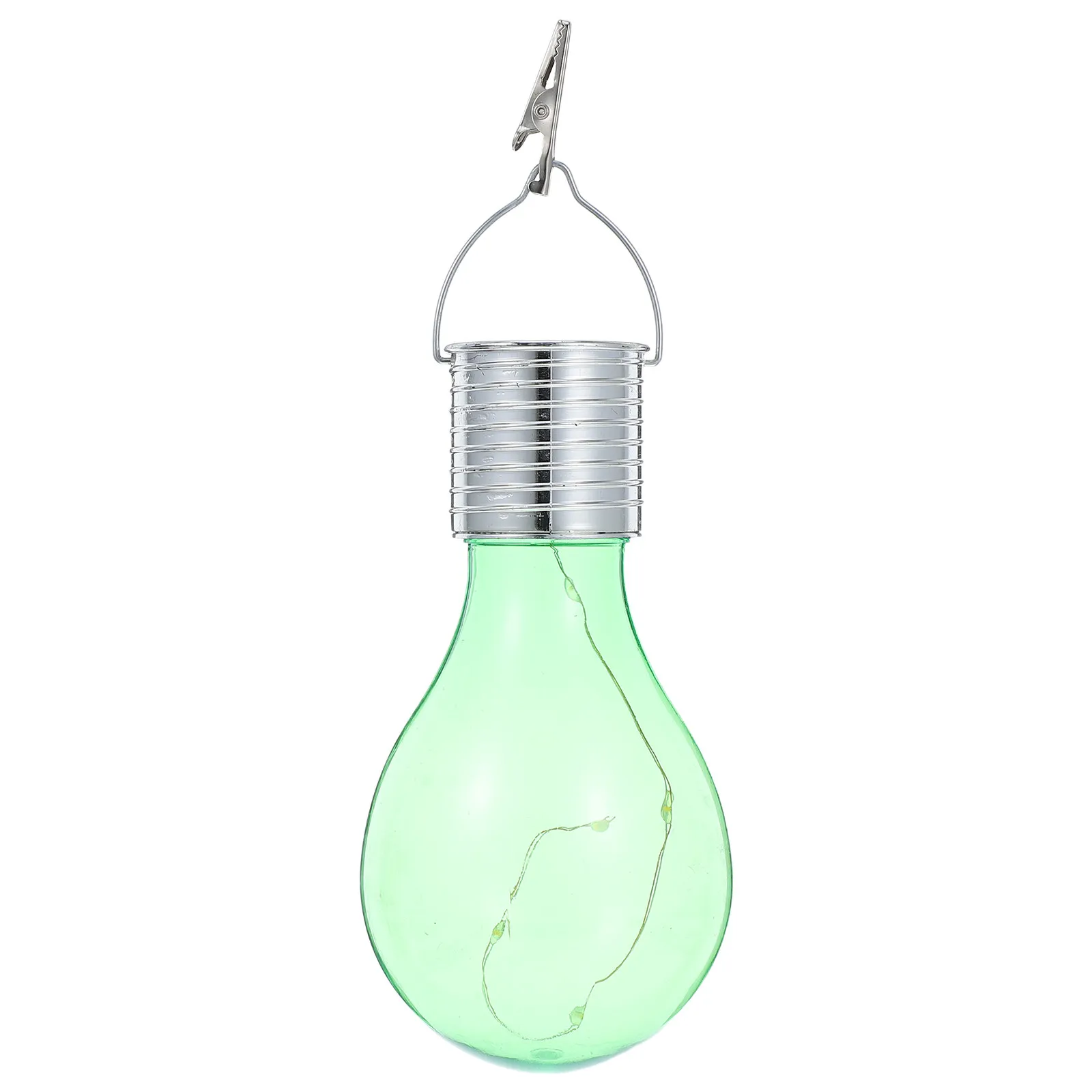 Solar hanging LED light for outdoor campers with waterproof design and rotatable, plastic green shell