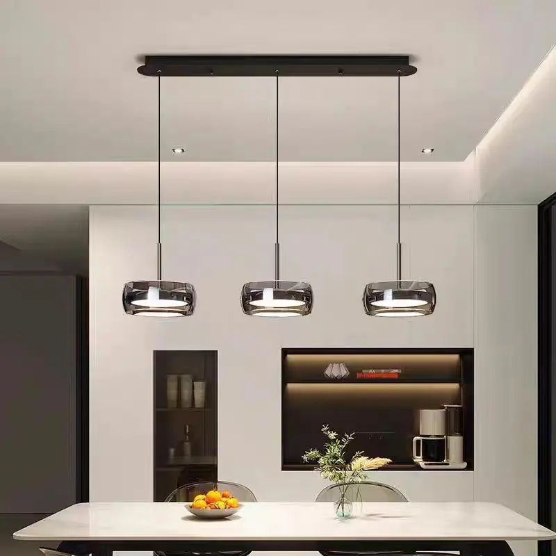 Artistic smoke grey Glass pendant lamp led gold Cluster light for dining room minimalist modern hanging Kitchen island light