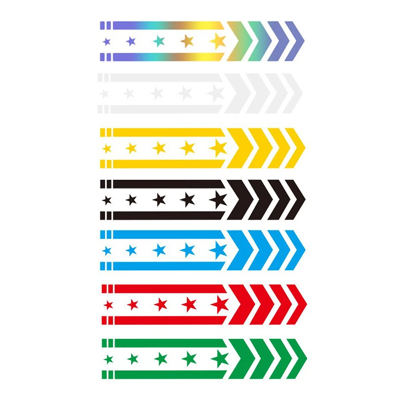 

1 шт., светоотражающие наклейки со звездой и стрелками в полоску, наклейки на крыло автомобиля, мотоцикл, скутер, предупреждение о безопасности вождения, аксессуар для ремонта