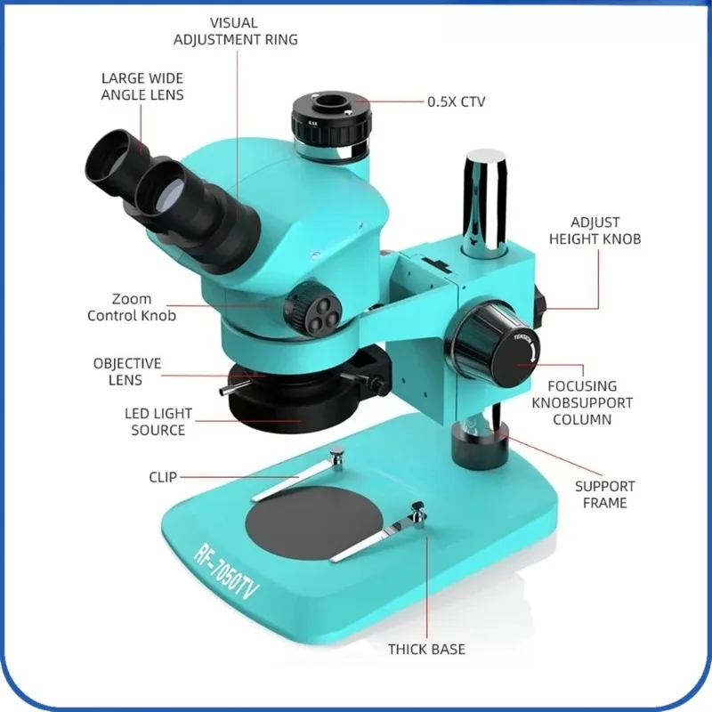 RF4 Stereo Trinocular Microscope 360 ° Rotation Articulating Arm Stands Large-field 4K Camera Phone Soldering PCB Repair