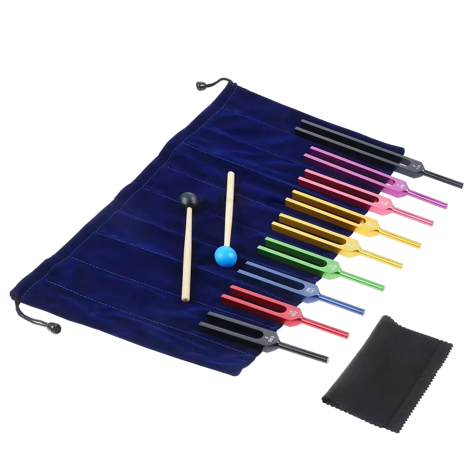 

Набор из 9 алюминиевых камертонов для чакр солфеджио, массажер для тела и духовного восстановления, для звуковой и голосовой терапии, с молоточком B3