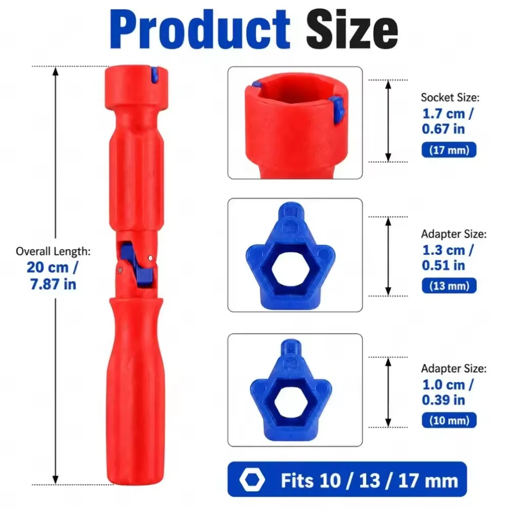 17/13/10mm Professional Toilet Seat Repair Wrench Universal Toilet Seat Installation Key Easy Loosening Toilet Seat Fitting Tool